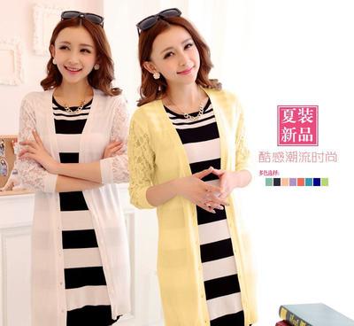 韩版秋季女装新风尚 修身百搭针织衫、蕾丝袖薄开衫与中长款外套的穿搭艺术